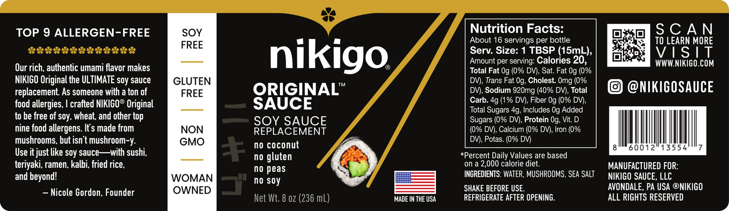 NIKIGO Original Sauce - Soy Sauce Replacement - Top 9 Allergen Free