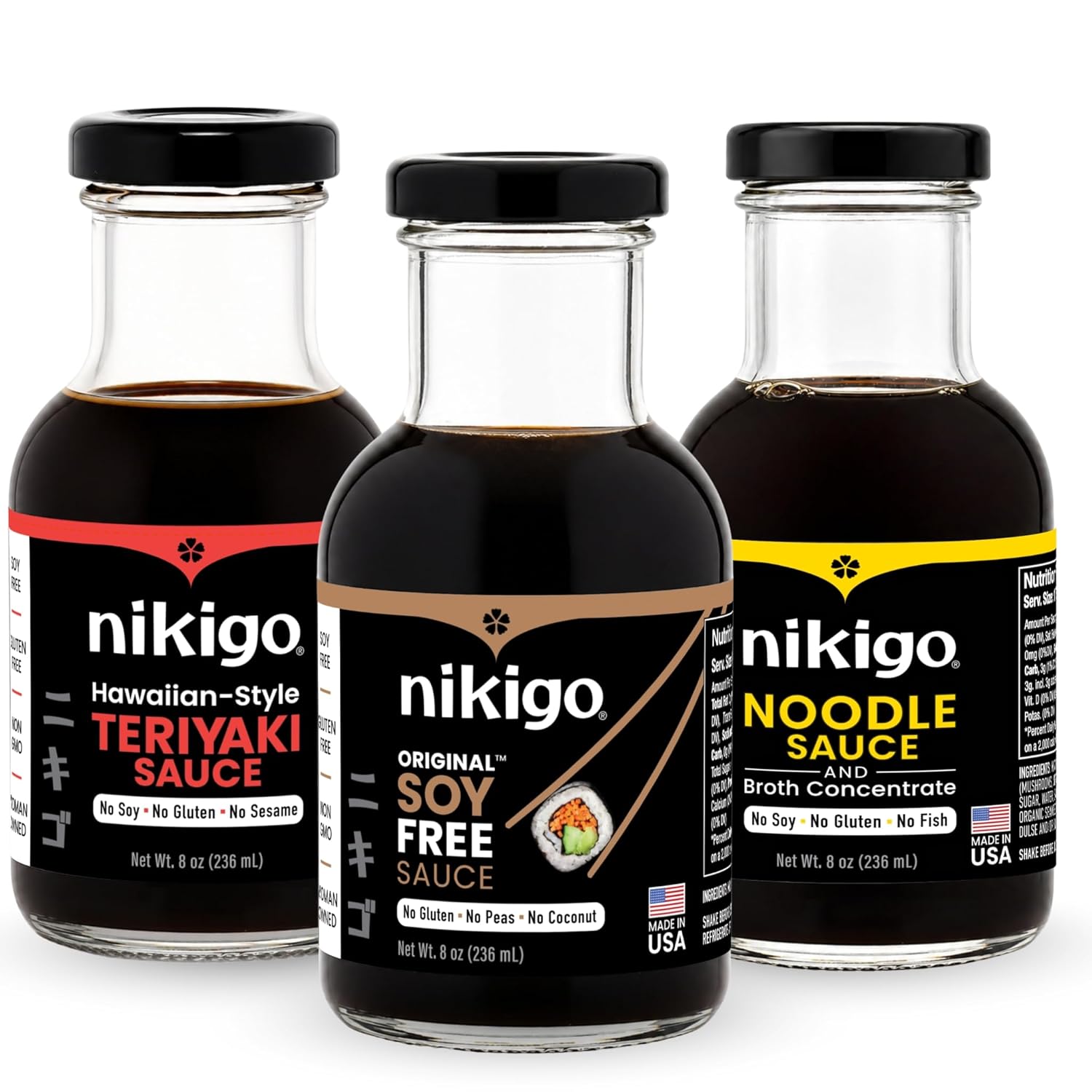 NIKIGO Soy Free Sauce Variety Pack - 3 Pack