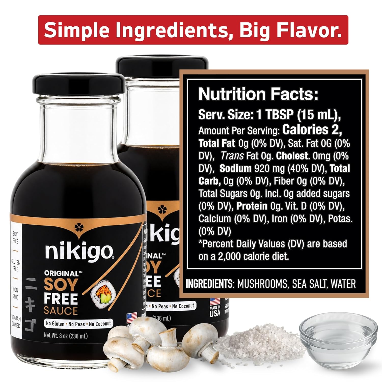 NIKIGO Original Soy Free Sauce - Top 9 Allergen Free - 2 Pack