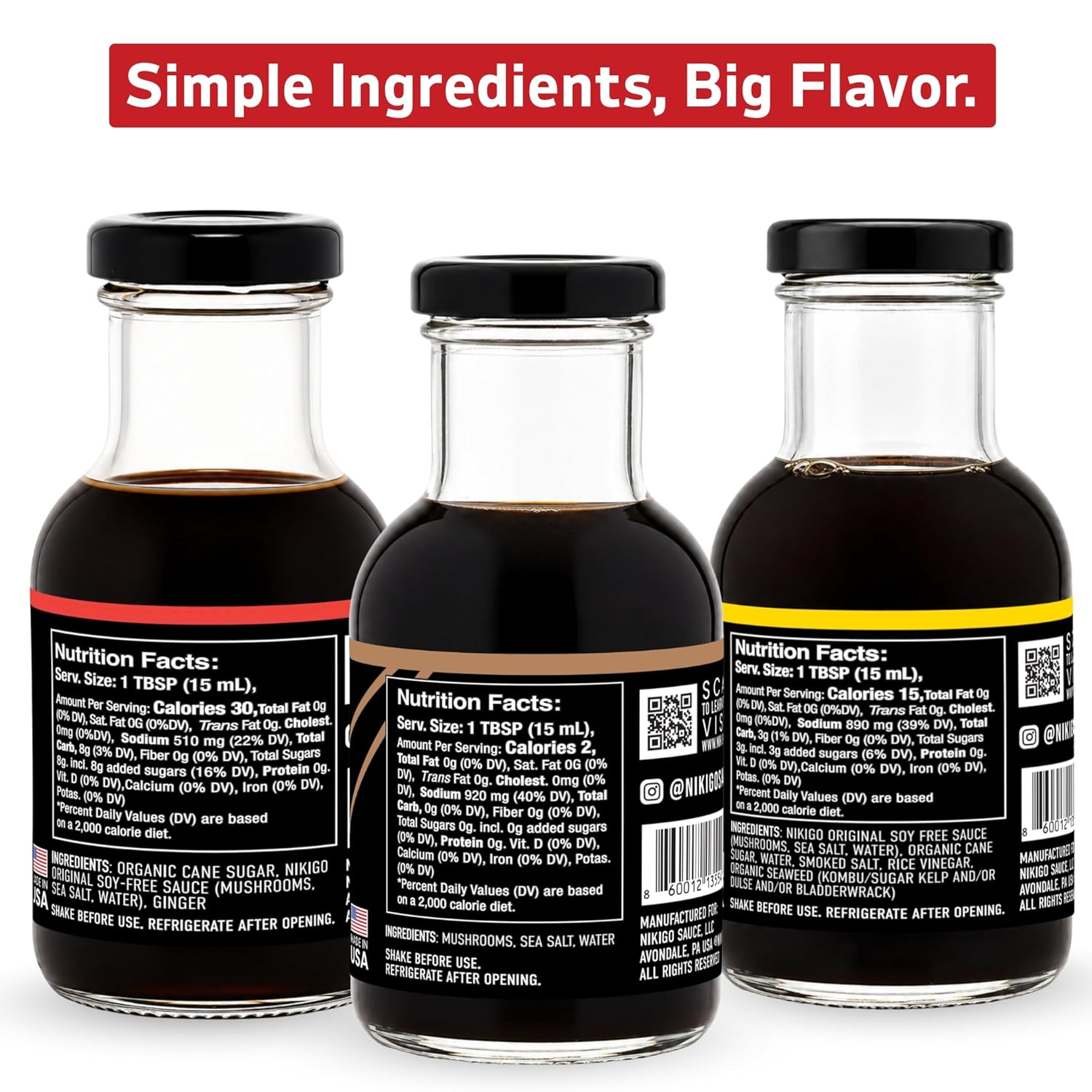 NIKIGO Soy Free Sauce Variety Pack - 3 Pack