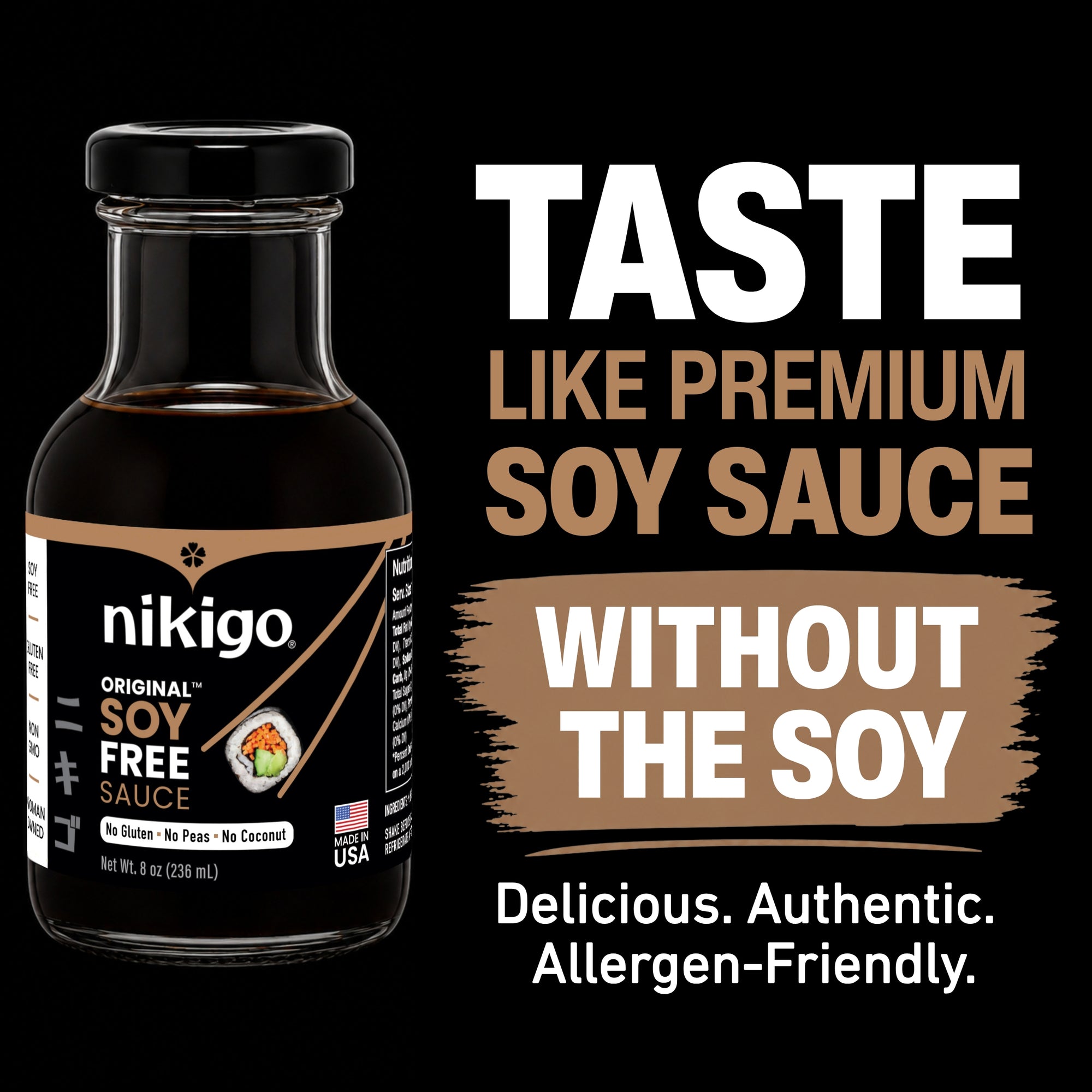 NIKIGO Original Soy Free Sauce - Top 9 Allergen Free - 2 Pack