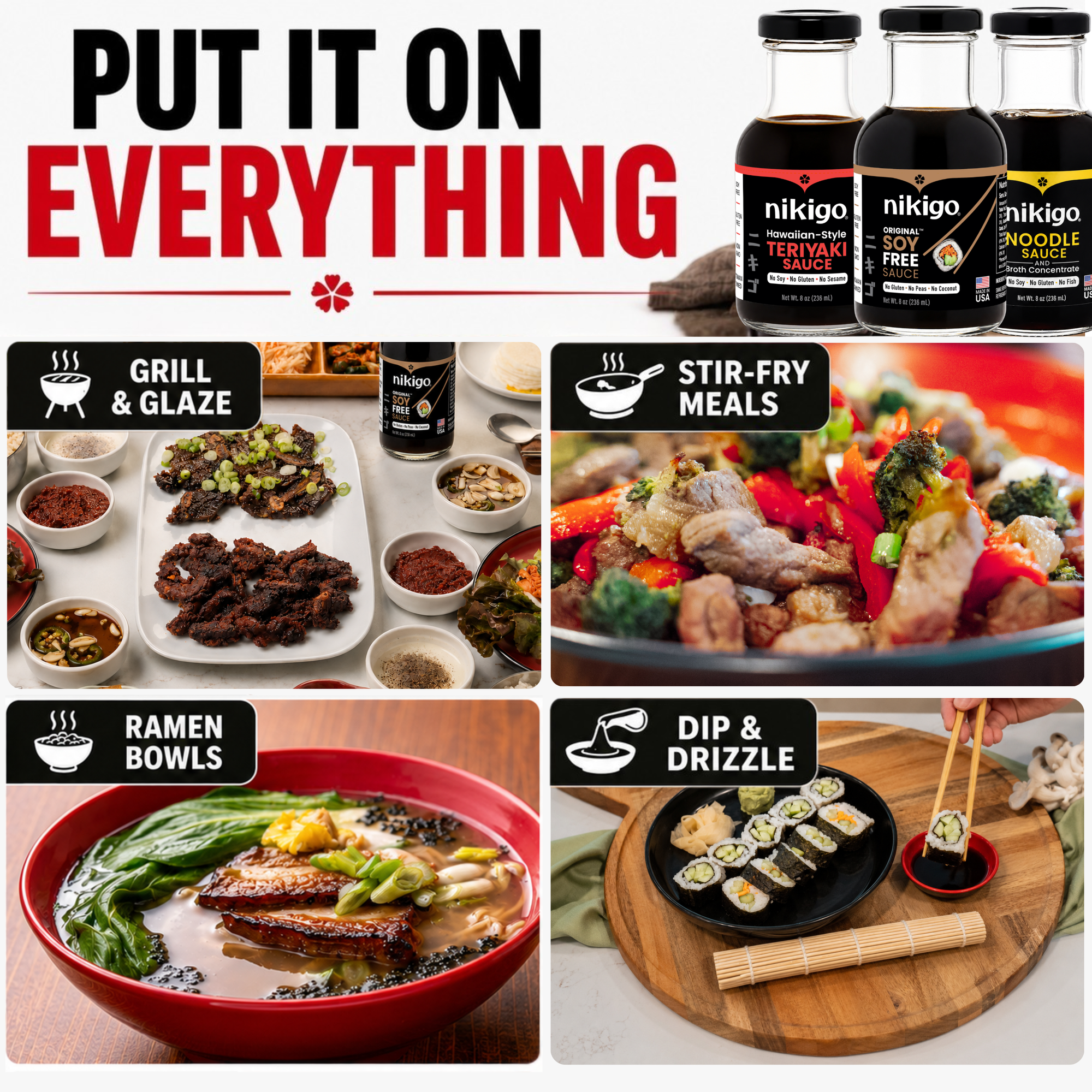 NIKIGO Soy Free Sauce Variety Pack - 3 Pack